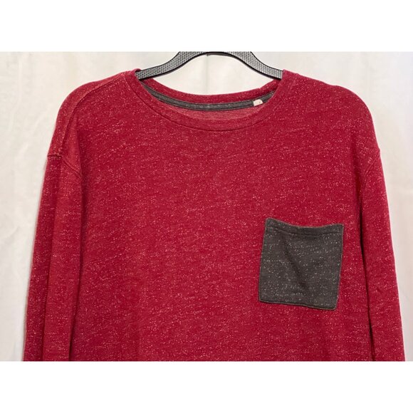 Quiksilver Mens Red Heathered Long-Sleeve Shirt With GrayChest Pocket Medium - Picture 3 of 9